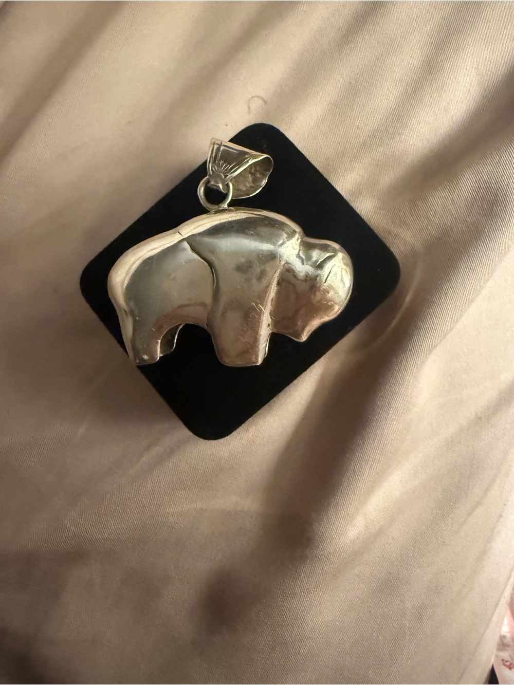 Sterling Silver Buffalo Pendant Stamped